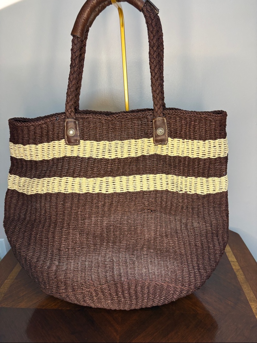 The Gap Woven Brown and Cream Striped Tote Bag